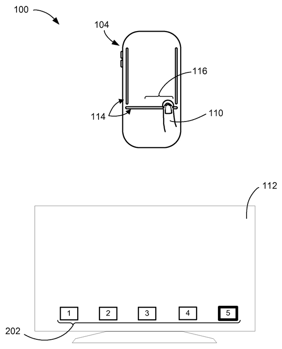 Patent application figure illustrating ridge usage for scrolling